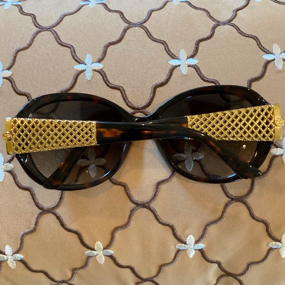 🌸WAS $275: Gucci Havanna Brown Gold Plated Mesh Sunglasses with Case - Picture 14 of 16